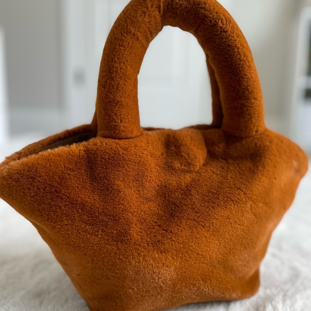 Zara Most adorable brown fur teddy tote mini bag